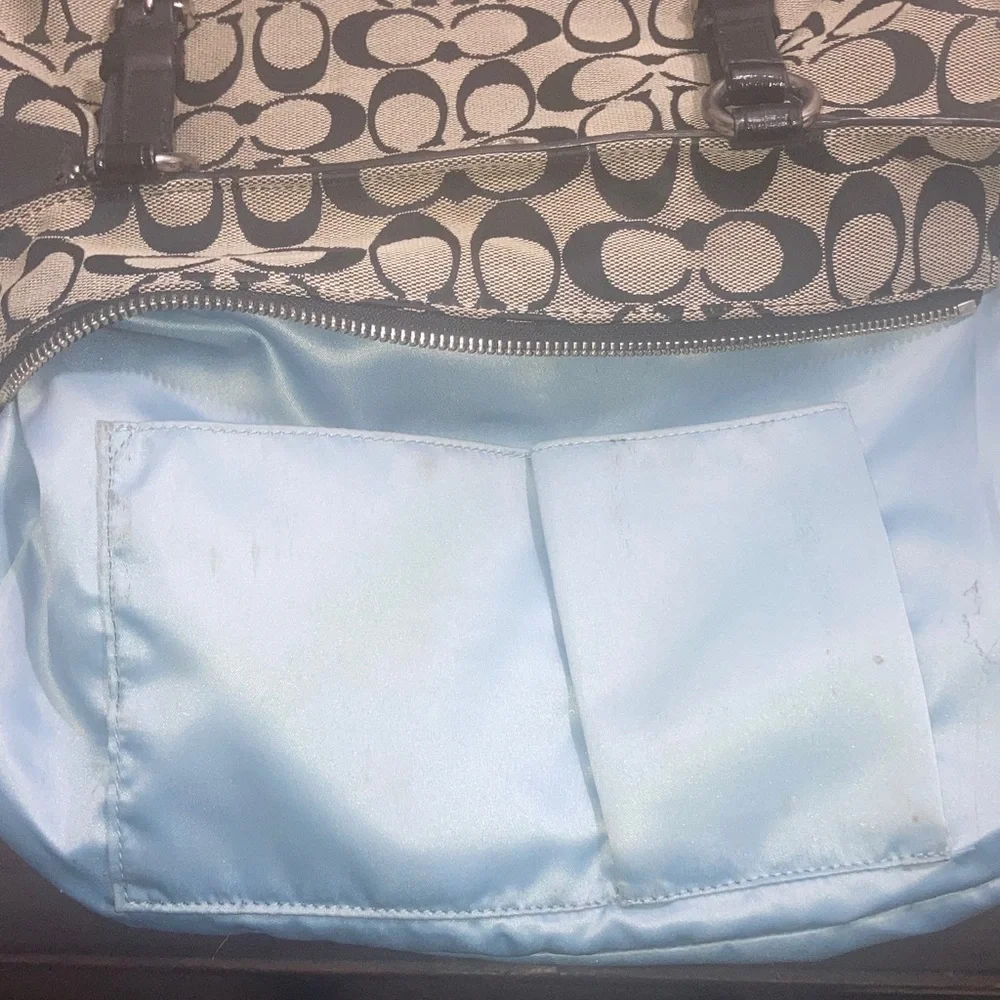 Vintage Authentic Coach Signature Medium Tote Black and White 2012 - Picture 12 of 16